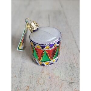 OWC glass fancy drum ornament vintage Xmas mini rainbow home decor